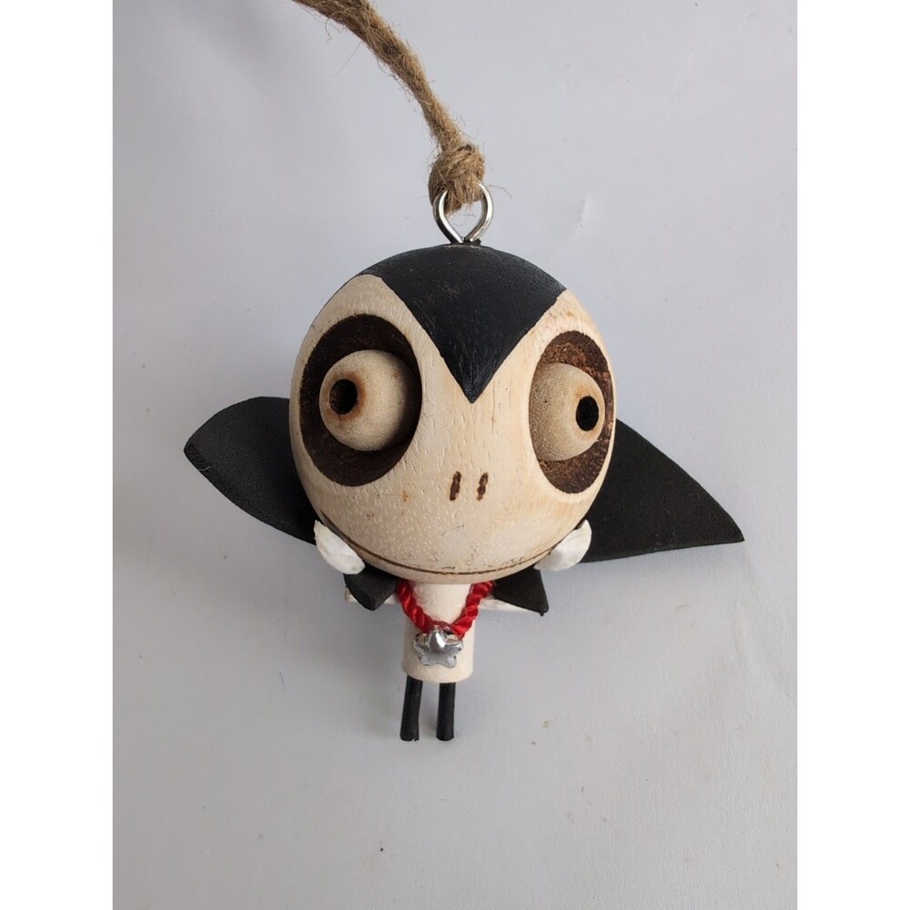 Pier 1 Imports Halloween 3.25" Wooden Dracula Vampire Ornament Crazy Heads
